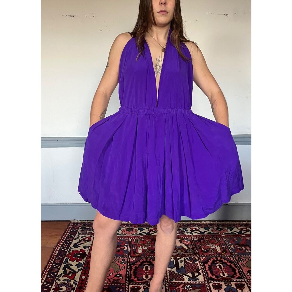 “Buy It Now + Best Offer” Vintage purple, Donna Karen silk dress